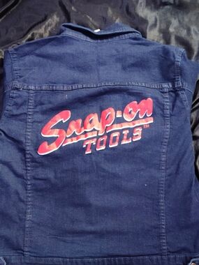 Snap-on Tools Women's Navy Denim Jacket with Red Logo